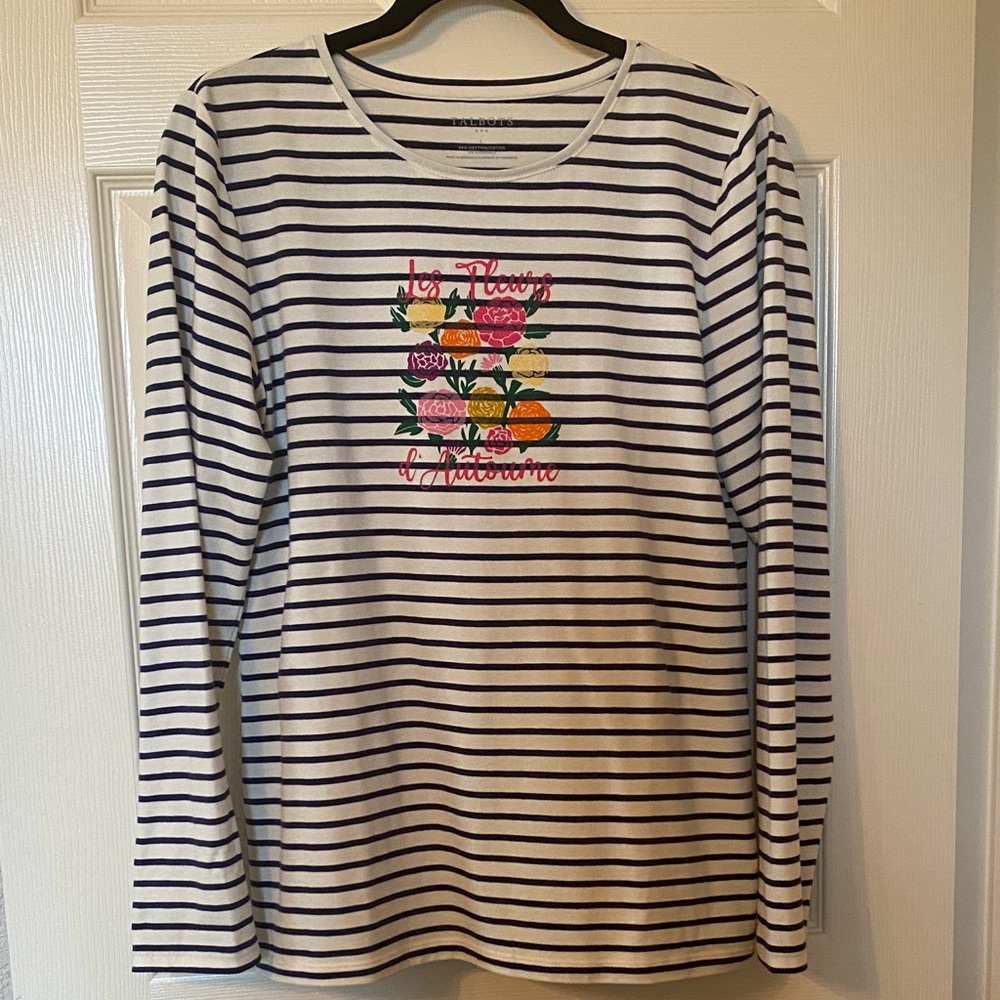 Striped Long Sleeve Shirt with Floral Design
